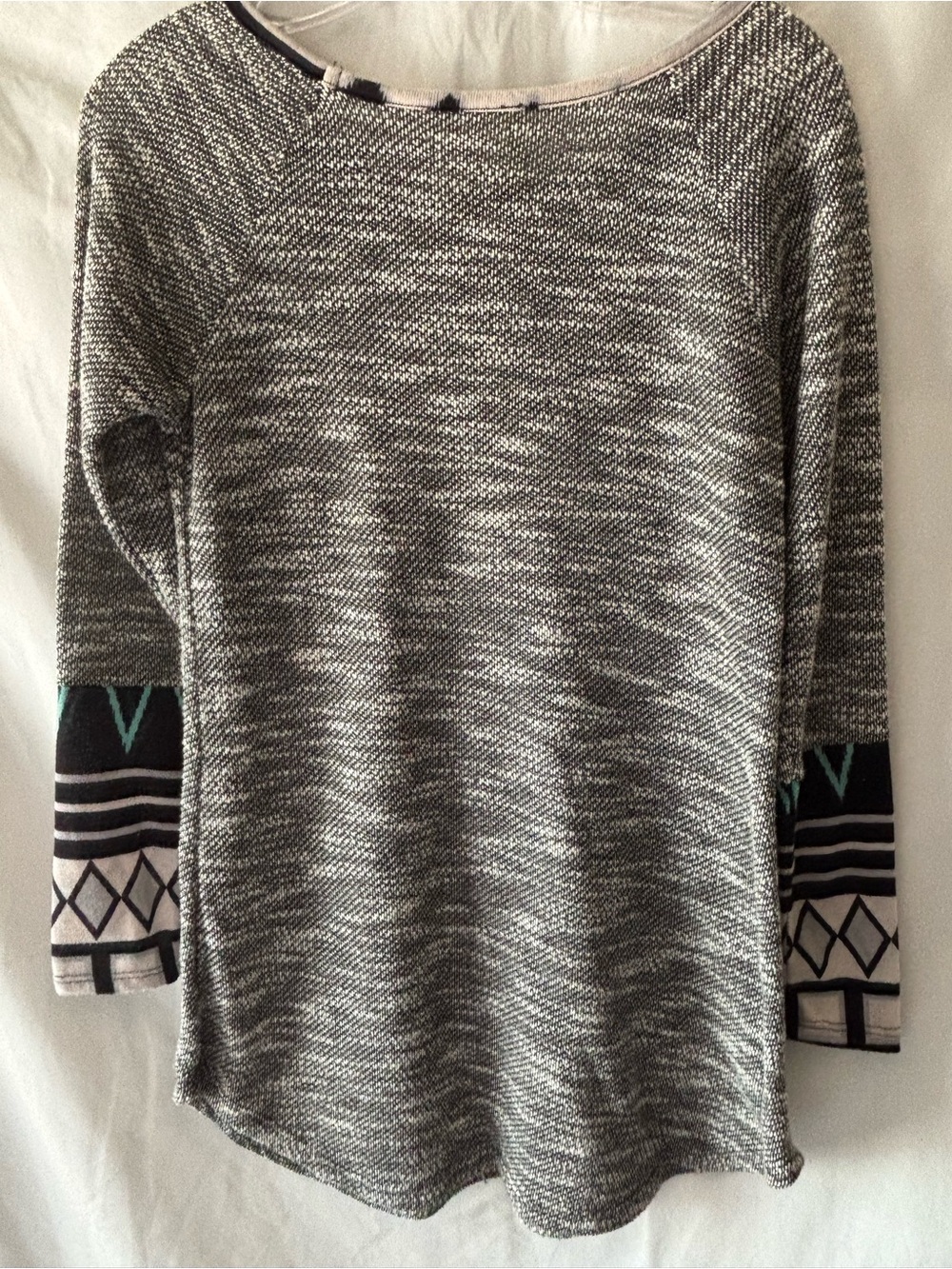 Boutique Marled Scoop-Neck Knit Sweater with Accent Pocket & Cuffs, Small - Picture 2 of 4